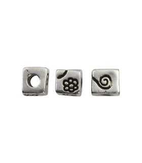 CUBO BAÑO PLATA 8 MM AGUJERO 3,5 MM FLORES 2 UD