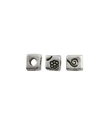CUBO BAÑO PLATA 8 MM AGUJERO 3,5 MM FLORES 2 UD