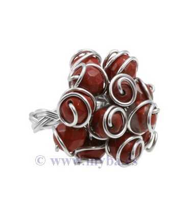 BOLAS JASPE ROJO FACETADAS 8 MM HILO DE 36 CM