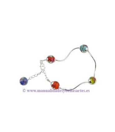 BOLAS CRISTAL CON ROSAS 10 MM HILO MIX DE 40 CM