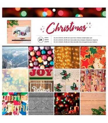 PAPEL SCRAP 1 CARA 24 HOJAS 12x12 CHRISTMAS