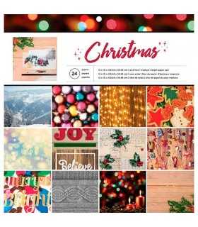 PAPEL SCRAP 1 CARA 24 HOJAS 12x12 CHRISTMAS