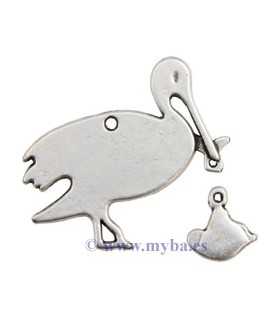 COLGANTE CIGÜEÑA CON BEBÉ ZAMAK 31 MM 1 UNIDAD