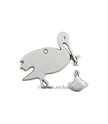 COLGANTE CIGÜEÑA CON BEBÉ ZAMAK 31 MM 1 UNIDAD