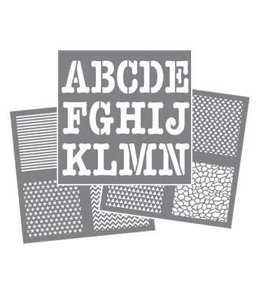 SET 4 PLANTILLAS AMERICANA ABC FONDOS 3 30x30 CM