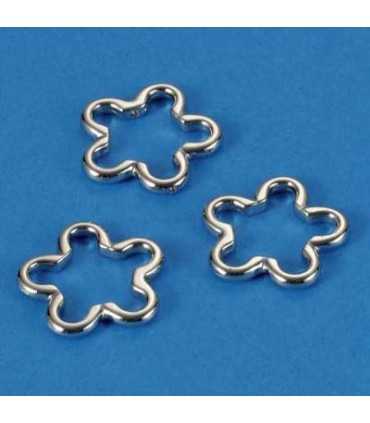 CUENTA FLOR HUECA PASADA 20 MM PLATINO 6 UNIDADES