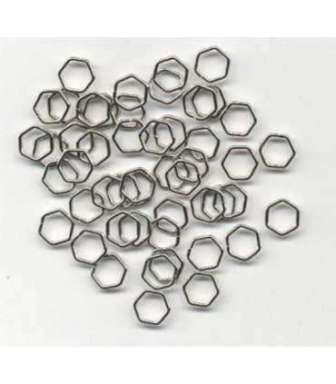 ANILLAS HEXAGONALES 7 x 1 MM PLATINO 50 UD