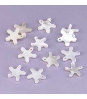 COLGANTES FLOR NÁCAR NATURAL 15 MM 12 UNIDADES