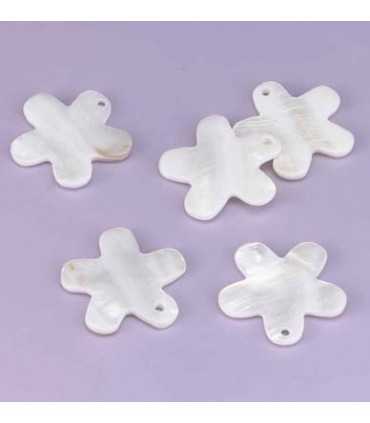 COLGANTES FLOR NÁCAR NATURAL 30 MM 5 UNIDADES