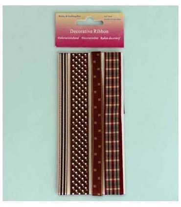 SURTIDO 4 CINTAS IMPRESAS MARRÓN 90cm 10-19 mm