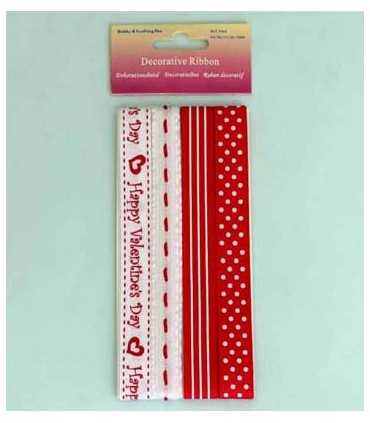 SURTIDO 4 CINTAS IMPRESAS BLANCO-ROJO 90cm 13-16mm