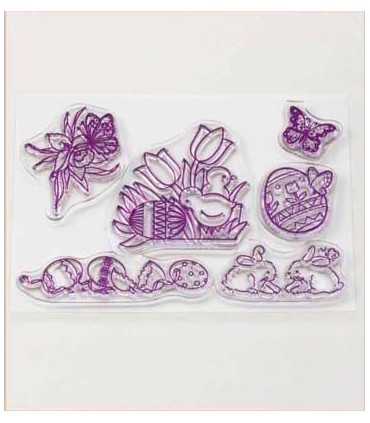 SELLOS ACRÍLICOS SET PASCUA 6 UD 10x7 CM TOTAL