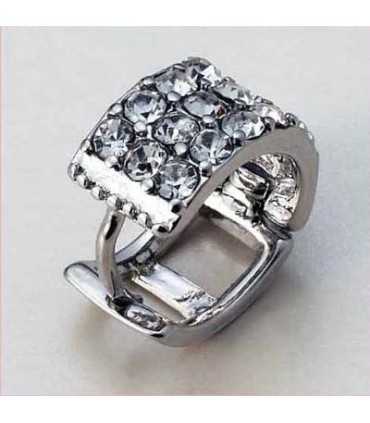 CLIP CON STRASS 18x7 MM COLOR PLATINO 1 UNIDAD