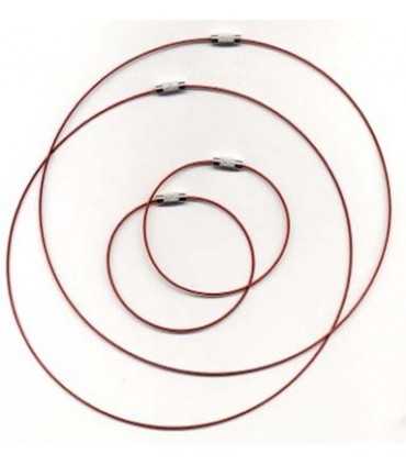 SET 2 PULSERAS+ 2 GARGANTILLAS ACERO RECUB ROJO