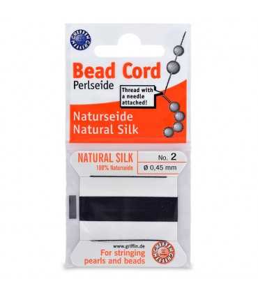 HILO DE SEDA 100 % DE 0,45 MM CON AGUJA. 2 METROS