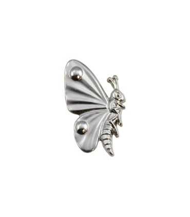 MARIPOSA BASE PLANA PLATEADA 15x25 MM 2 UNIDADES