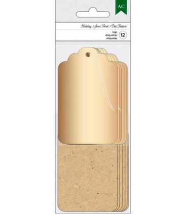 TAGS, ETIQUETAS 6 DORADAS + 6 KRATF 8x5 CM