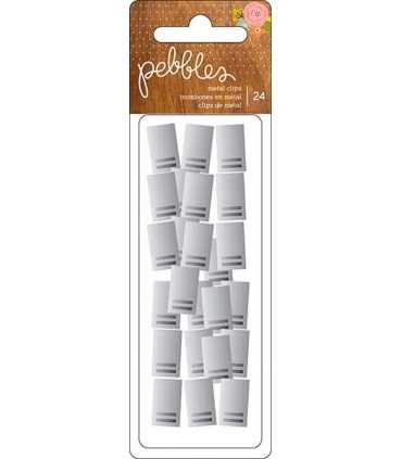 PINZAS O CLIPS METAL PLATEADO PEBBLES 24 UD