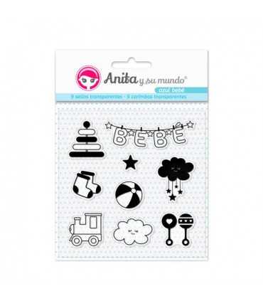 Sellos transparentes Azul bebé Anita 9 unidades