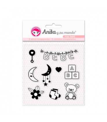 Sellos transparentes Rosa bebé Anita 9 unidades