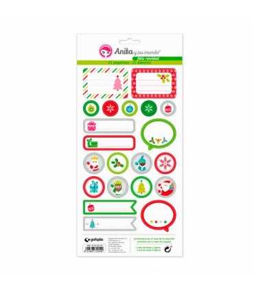 PEGATINAS ETIQUETAS ANITA FELIZ NAVIDAD 21 UD