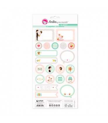 PEGATINAS ETIQUETAS ANITA SÍ, QUIERO 21 UD