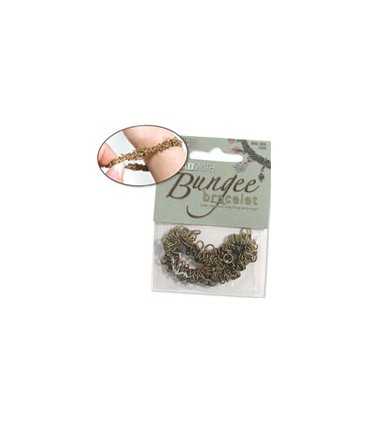 PULSERA ELÁSTICA CADENA CON ANILLAS DORADO ANTIGUO