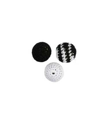 BOLAS CROCHET MIX BLANCO Y NEGRO 22 MM 3 UNIDADES