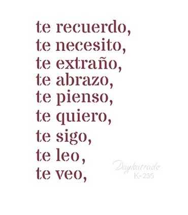 PLANTILLA STENCIL DAYKA A5 15x21 CM TE QUIERO