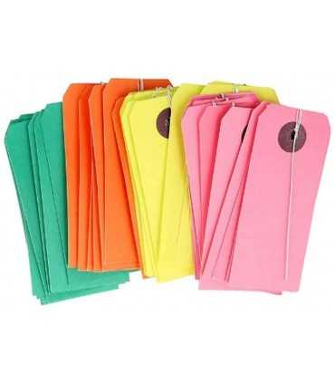 ETIQUETAS PAPEL COLOR 9x4 CM HILO ALAMBRE 40 UD