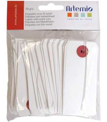 ETIQUETAS DE PAPEL 9x4 CM CON HILO ALAMBRE 50 UD