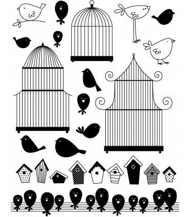 SELLOS TRANSPARENTES ARTEMIO PÁJAROS Y JAULAS