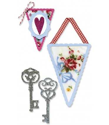 TROQUELES SIZZIX SIZZLITS SET BANDERAS Y LLAVES