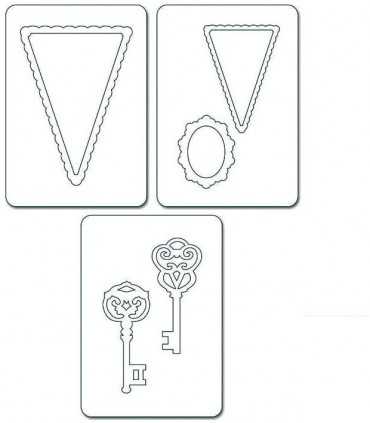 TROQUELES SIZZIX SIZZLITS SET BANDERAS Y LLAVES