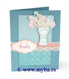 SIZZIX TROQUELES FRAMELITS+SELLOS FLORES Y FLORERO