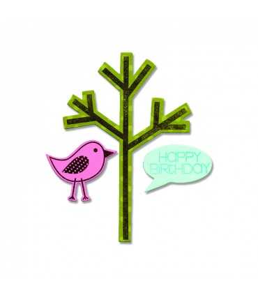 SIZZIX TROQUELES FRAMELITS+SELLOS PÁJAROS Y ÁRBOL