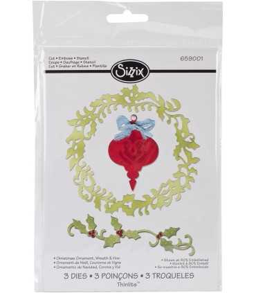 TROQUEL THINLITS SIZZIX 3 ORNAMENTOS DE NAVIDAD