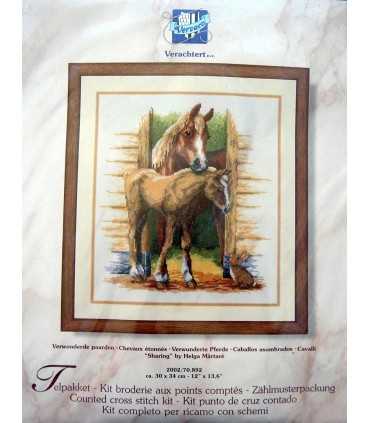 KIT PUNTO CRUZ VERVACO CABALLOS ASOMBRADOS.