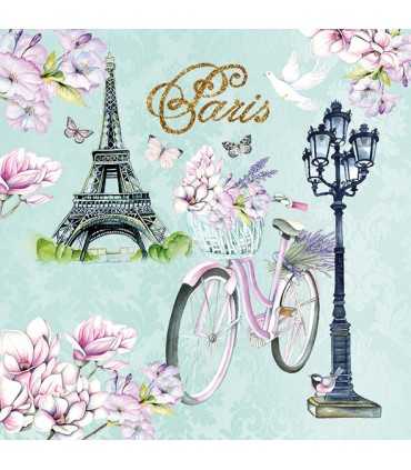 SERVILLETAS AMBIENTE 33x33cm 20 UD BICICLETA PARÍS