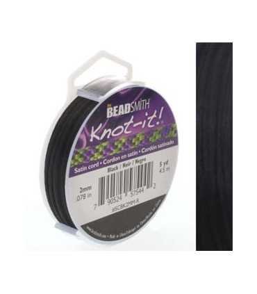 CORDÓN SATINADO KNOT-IT 2 MM NEGRO 5 YARDAS