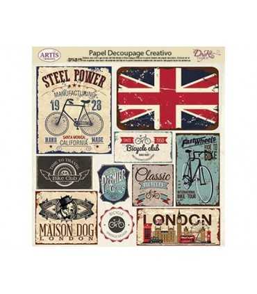 PAPEL DECOUPAGE DAYKA 32x31 CM BICICLETAS VINTAGE