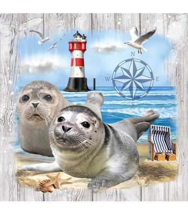 SERVILLETAS AMBIENTE 33x33cm 20 UD PAREJA DE FOCAS