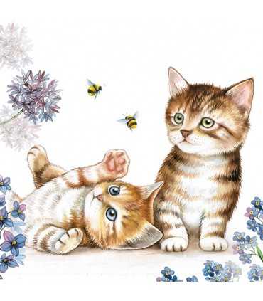 SERVILLETAS AMBIENTE 33x33cm 20 UD GATOS Y ABEJAS