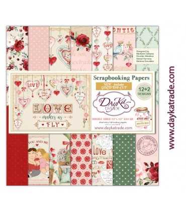 PAPEL SCRAP LOVE MAKES US FLY 12+2 30x30 CM