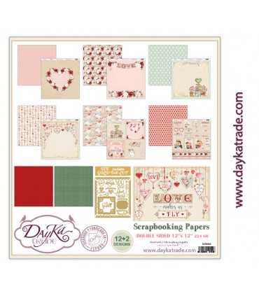 PAPEL SCRAP LOVE MAKES US FLY 12+2 30x30 CM