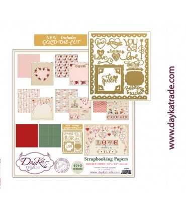 PAPEL SCRAP LOVE MAKES US FLY 12+2 30x30 CM