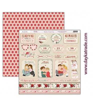 PAPEL SCRAP LOVE MAKES US FLY 12+2 30x30 CM