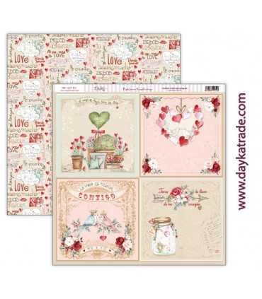 PAPEL SCRAP LOVE MAKES US FLY 12+2 30x30 CM