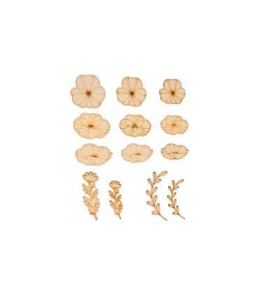 MINI SILUETAS MADERA FLORES 26 UNIDADES ARTEMIO