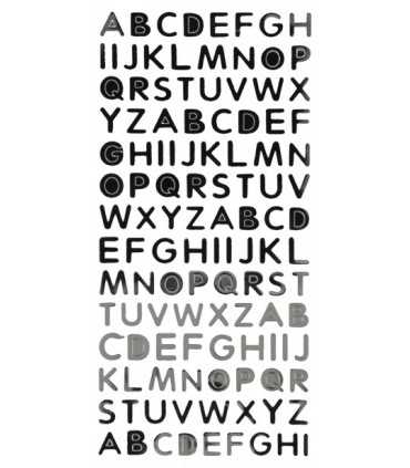 PEGATINAS ABECEDARIO PVC  ALFABETO COLOR PLATA